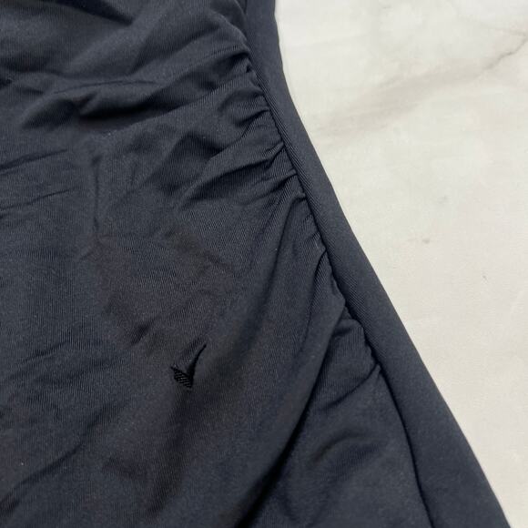 Michael Kors One Shoulder Swimsuit Size 8 Black Logo Ring Shirred *Damaged* New - Picture 2 of 7